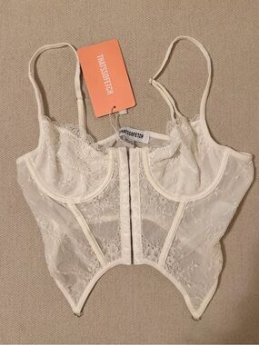 NWT Thatssofetch Spencer Bustier White Lace Corset Top XS/S Retail $35.99